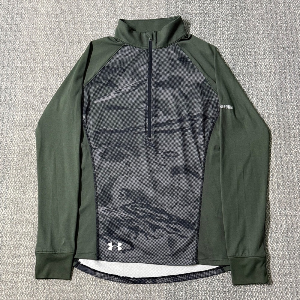 Under Armour Freedom Camo 1/2 Zip Tech‎ Pullover Top Womens Size Small Green